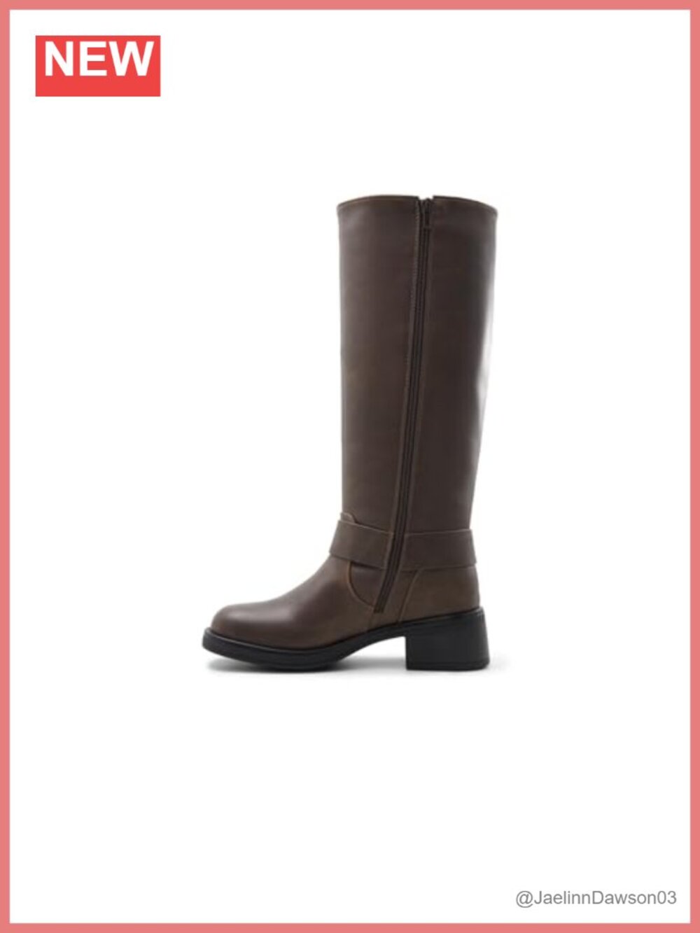 Women's Knee-High Square Toe Block Heel Vegan Leather Zip Boots